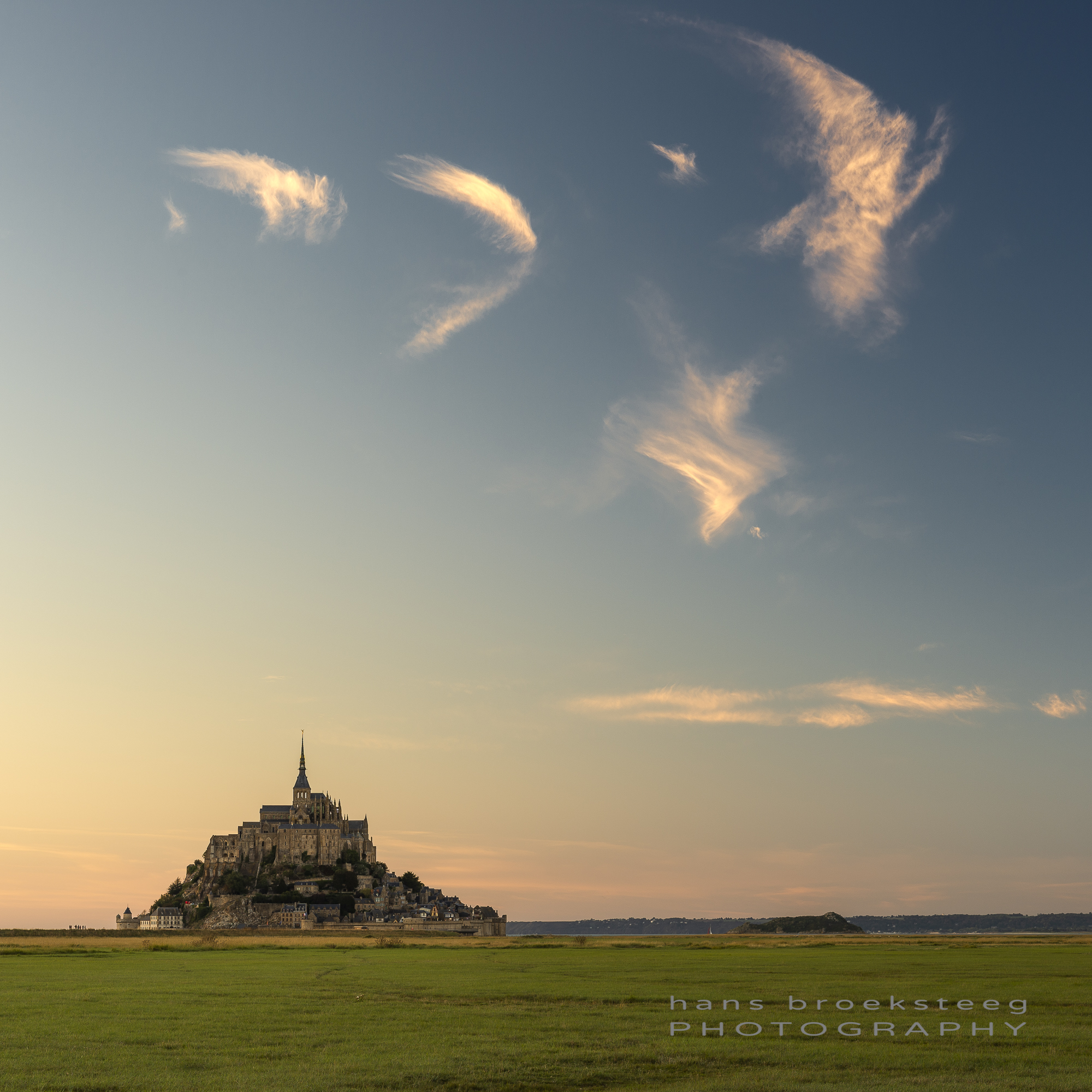 Dancing clouds in the sky above Le Mont Saint Michel