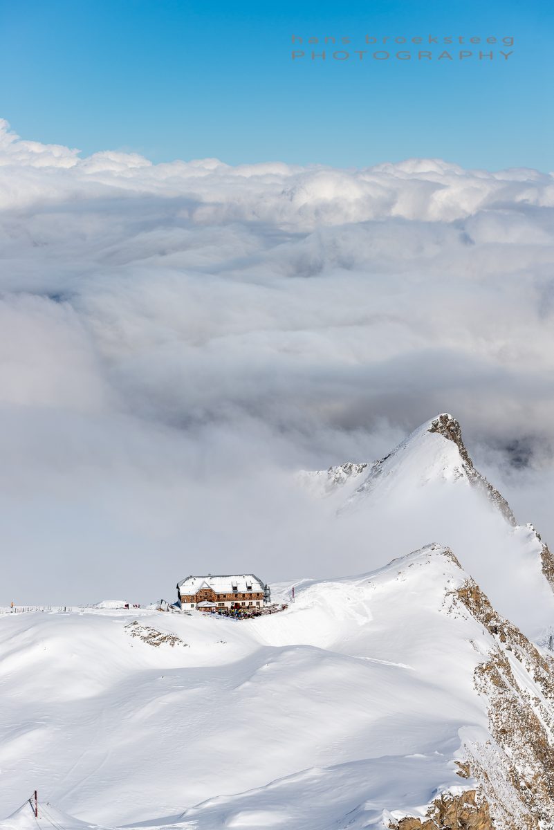 Austrian Alps winter view with cloud inversion